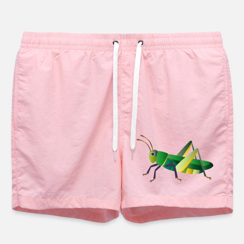 Green grasshopper nature style - Swim Trunks - pink