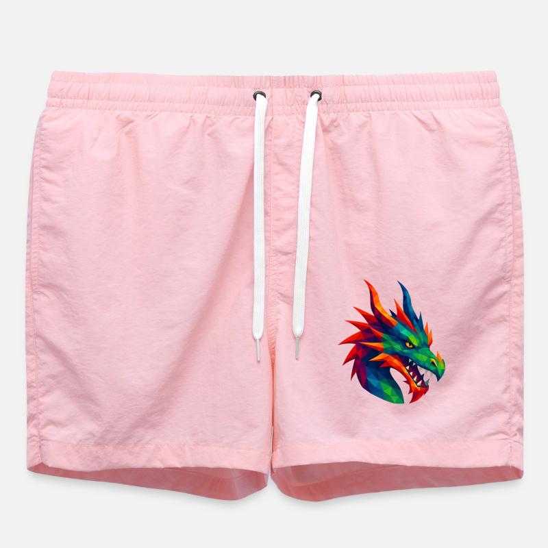 WPAP Stil Tiere - Drache - Badeshorts - Pink