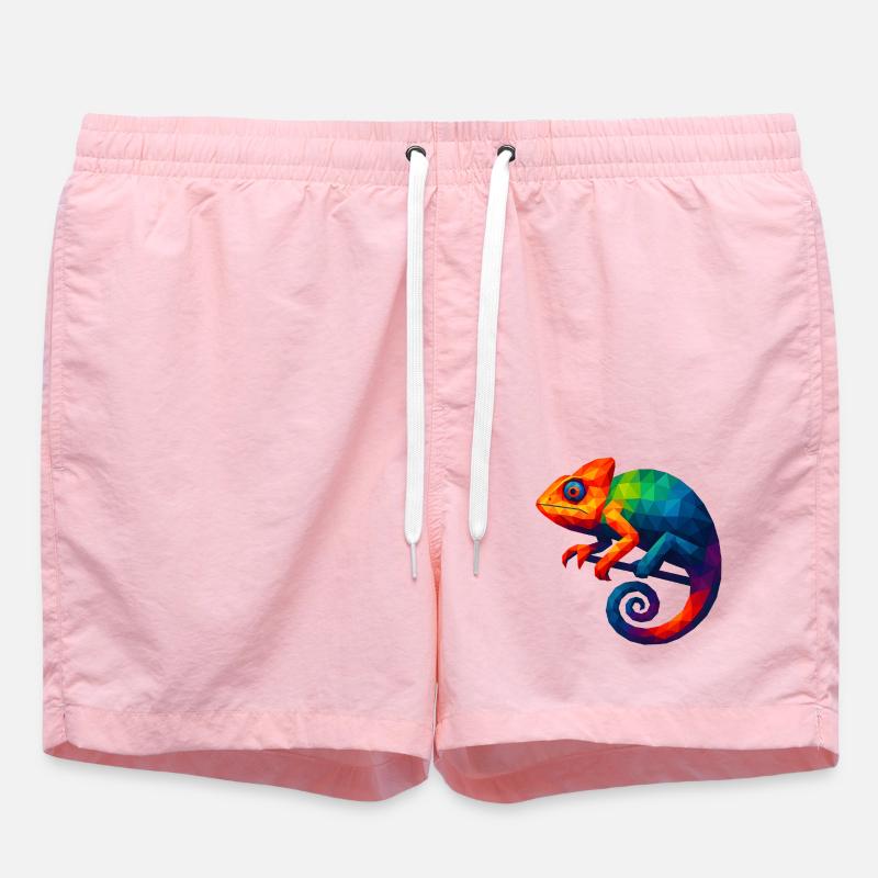 WPAP Stil Tiere - Chamäleon - Badeshorts - Pink
