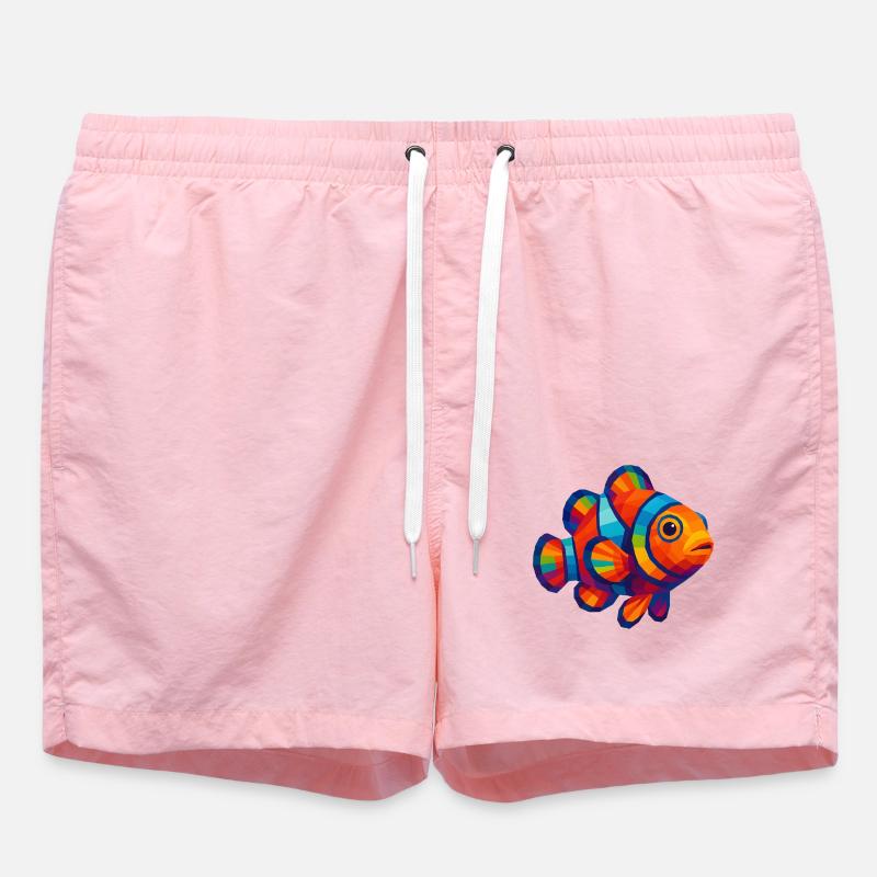 WPAP Polygon Stil Tiere - Clownfisch - Badeshorts - Pink
