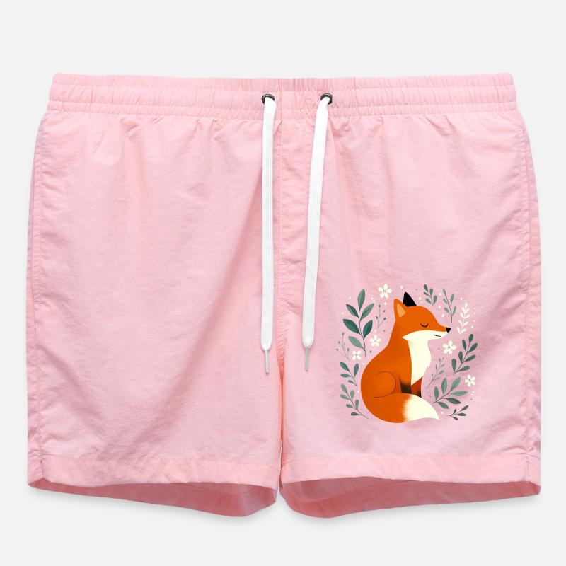 Fuchs mit Blumen - Badeshorts - Pink