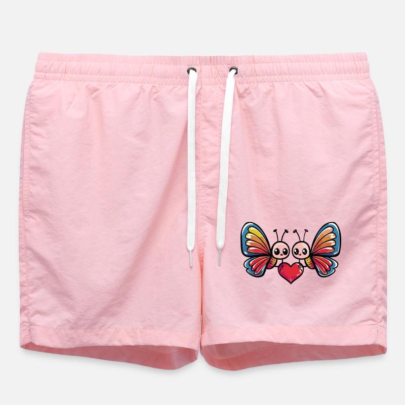 Couple Papillon Saint-Valentin - Short de bain - rose