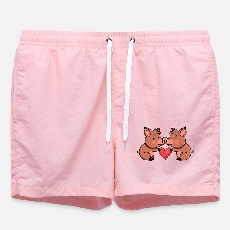 Couple de sangliers Saint-Valentin - Short de bain - rose