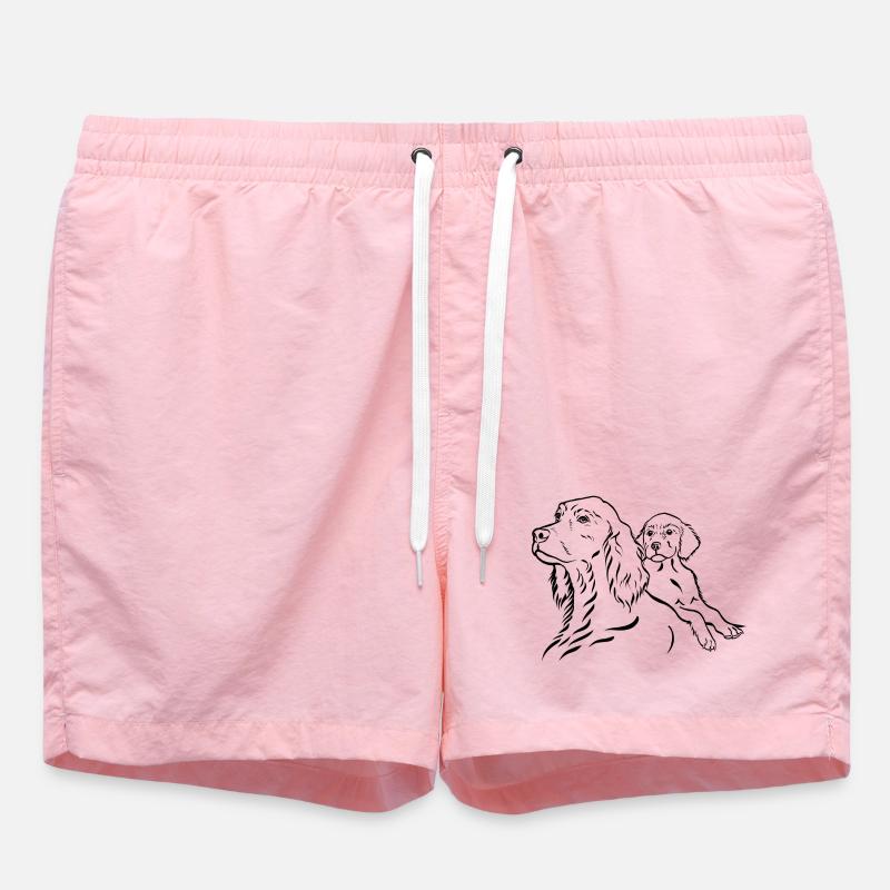 Setter chienne avec chiot - Short de bain - rose