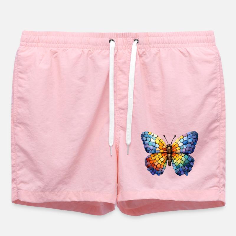 Mosaïque de papillon - Cadeau d’éventail papillon - Short de bain - rose