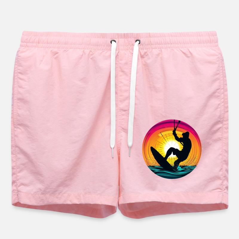 Kitesurfer Sunset Kiting - Swim Trunks - pink