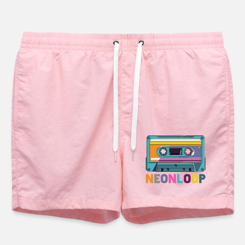 Neon Loop Cassette Design - Swim Trunks - pink