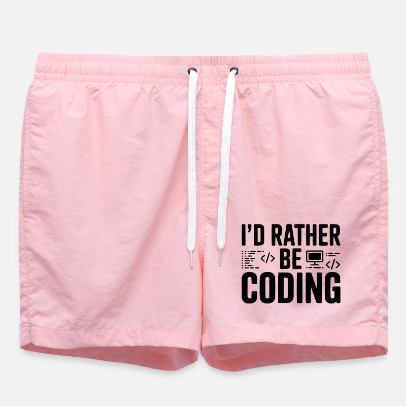 I'd Rather Be Coding - Swim Trunks - pink