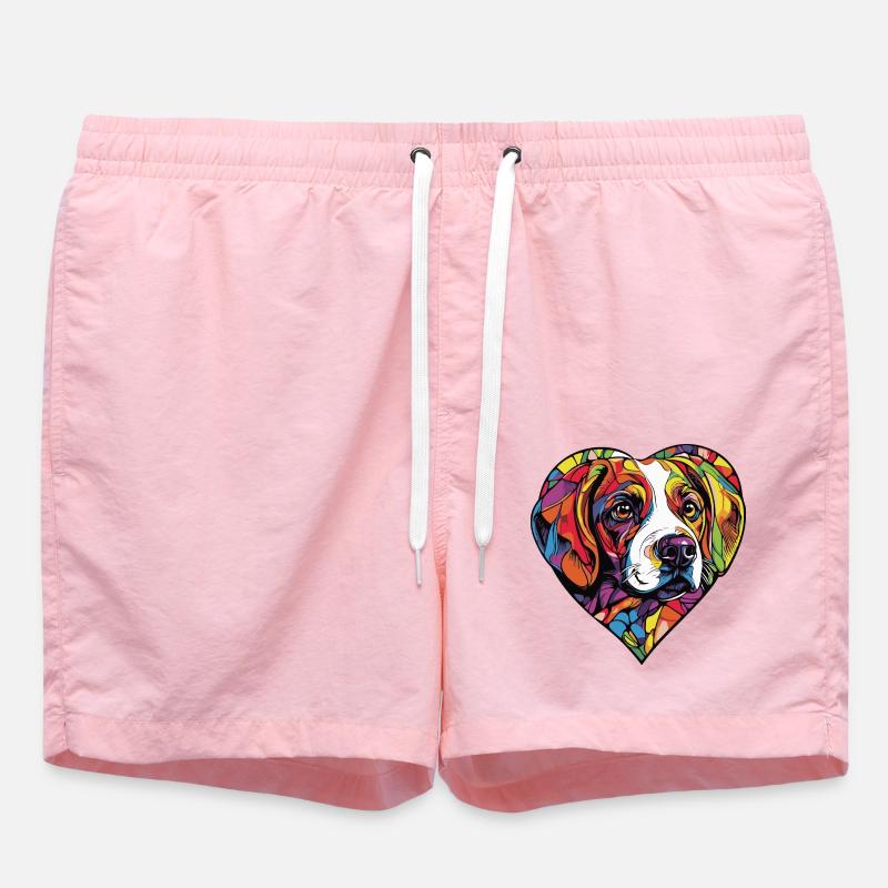 Beagle Chien Coeur Amour - Short de bain - rose