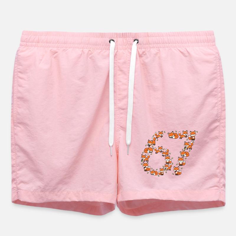 Fox Ring Pattern 67 Meme - Badeshorts - Pink