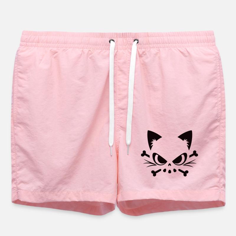 Cats Skull | Minimal Skull & Bones motif - Swim Trunks - pink