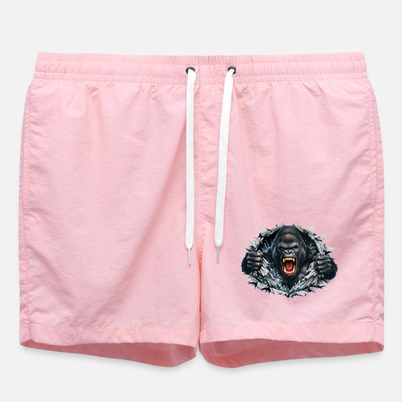Gorilla bricht durch: Brüllende Kraft - Badeshorts - Pink