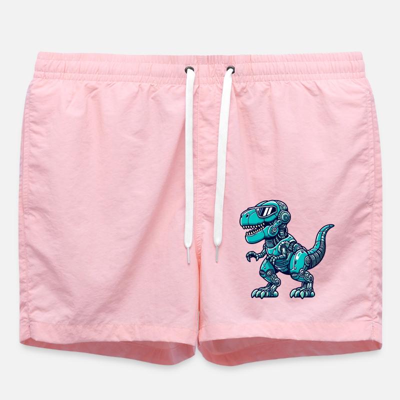 T-Rex Cyborg Dinosaur - Swim Trunks - pink