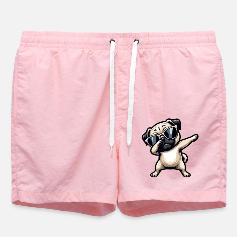 Hund Mops Cool Dab Dabbing - Badeshorts - Pink