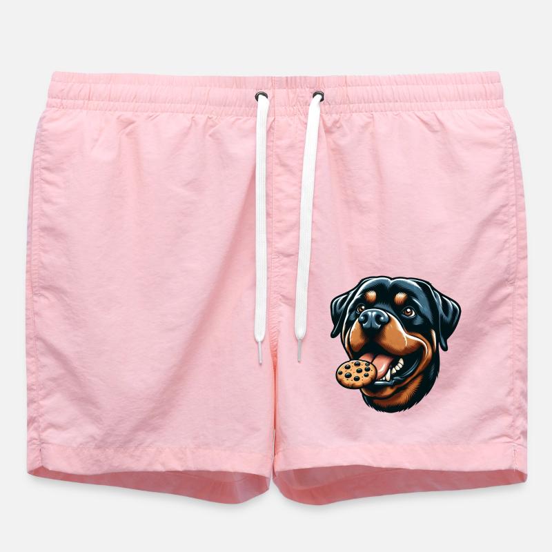 Rottweiler avec hamburger et biscuit - Short de bain - rose