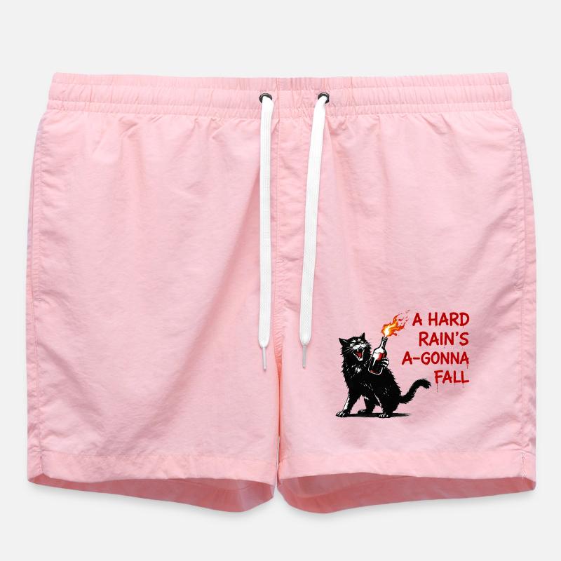 Fire cat with flame bottle - Swim Trunks - pink