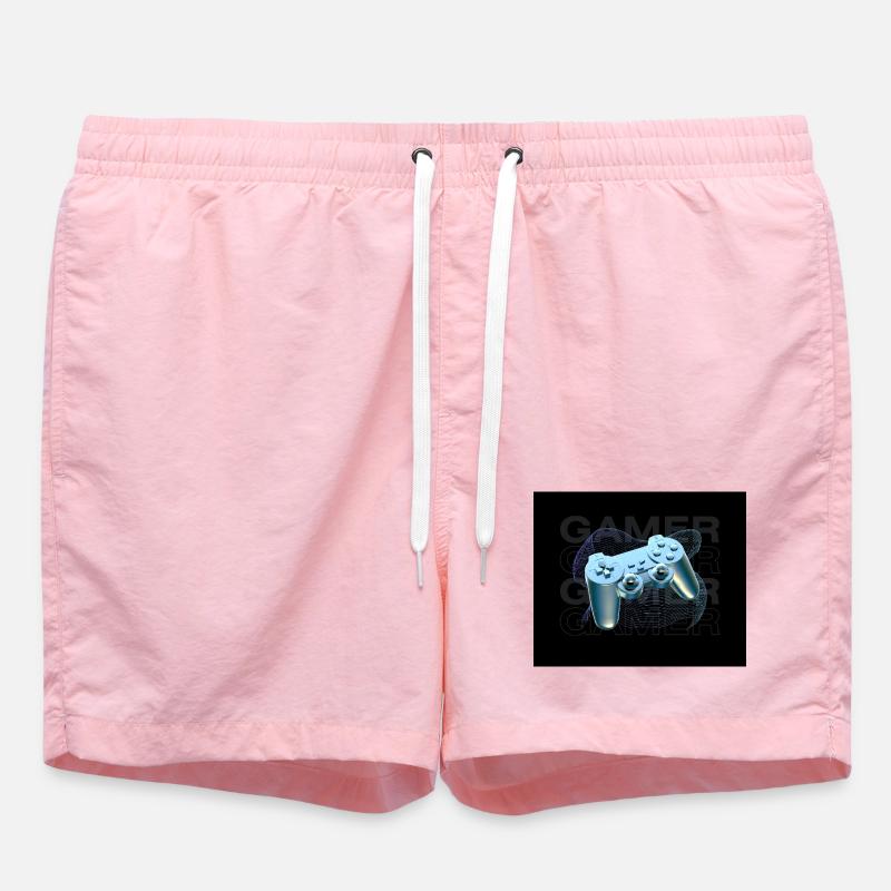 Neon Blue Controller 3D - Swim Trunks - pink