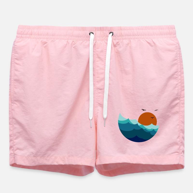Vagues Coucher de soleil - Short de bain - rose