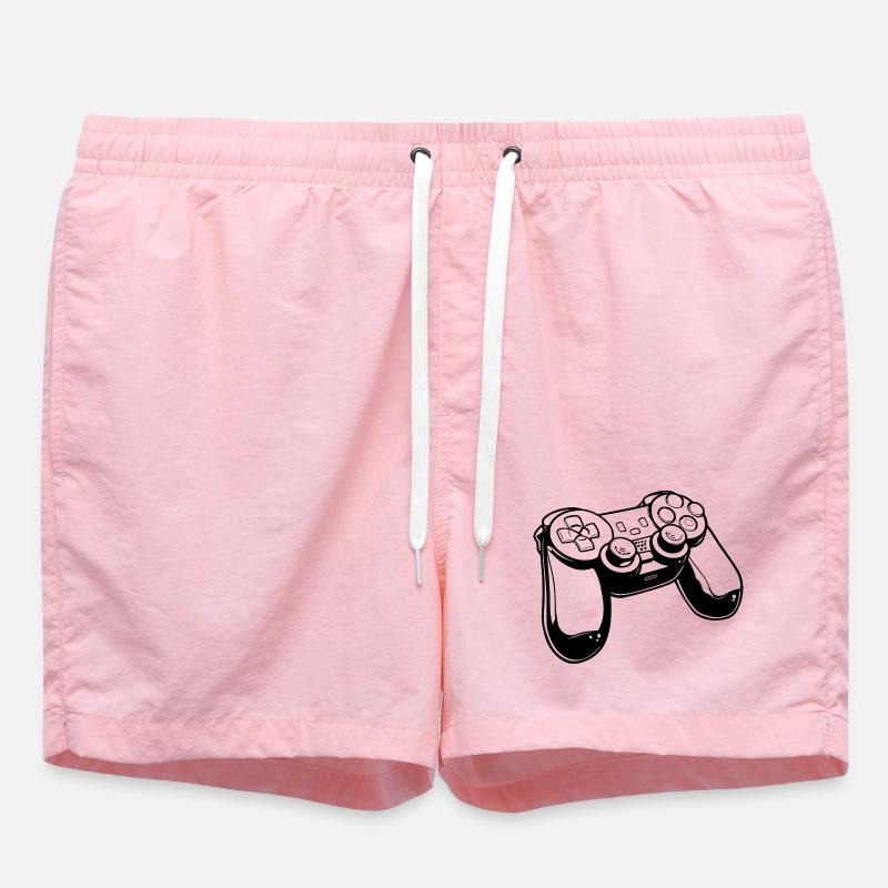 Gaming Controller Drawing - Swim Trunks - pink