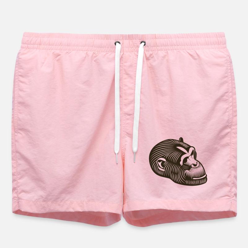 Stylized GORILLE head - Swim Trunks - pink