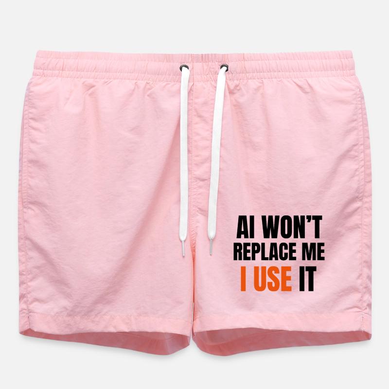 AI Won’t Replace Me I Use It - Swim Trunks - pink