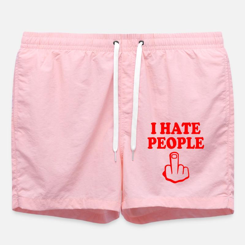 I hate people - Swim Trunks - pink