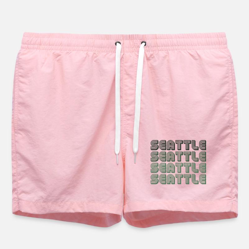 Seattle Blockgrid Pattern - Swim Trunks - pink