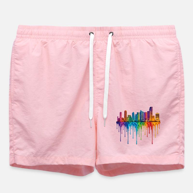 Miami Florida Dripping Art - Swim Trunks - pink