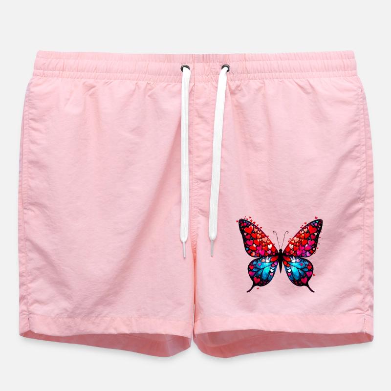 Papillon avec des cœurs - Short de bain - rose