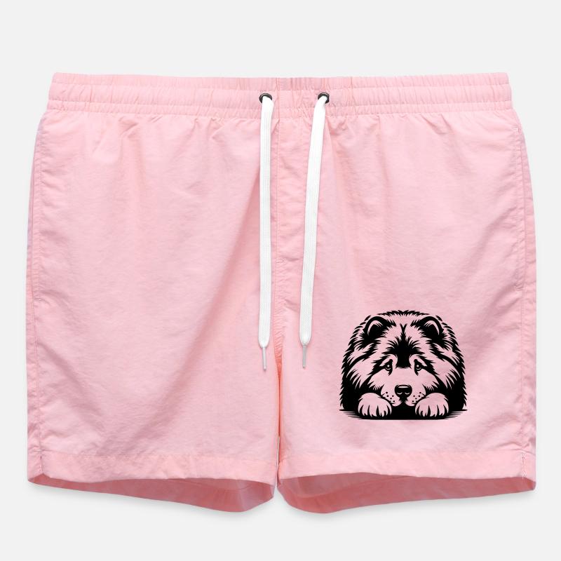 Chow Chow Head with Paws - Swim Trunks - pink
