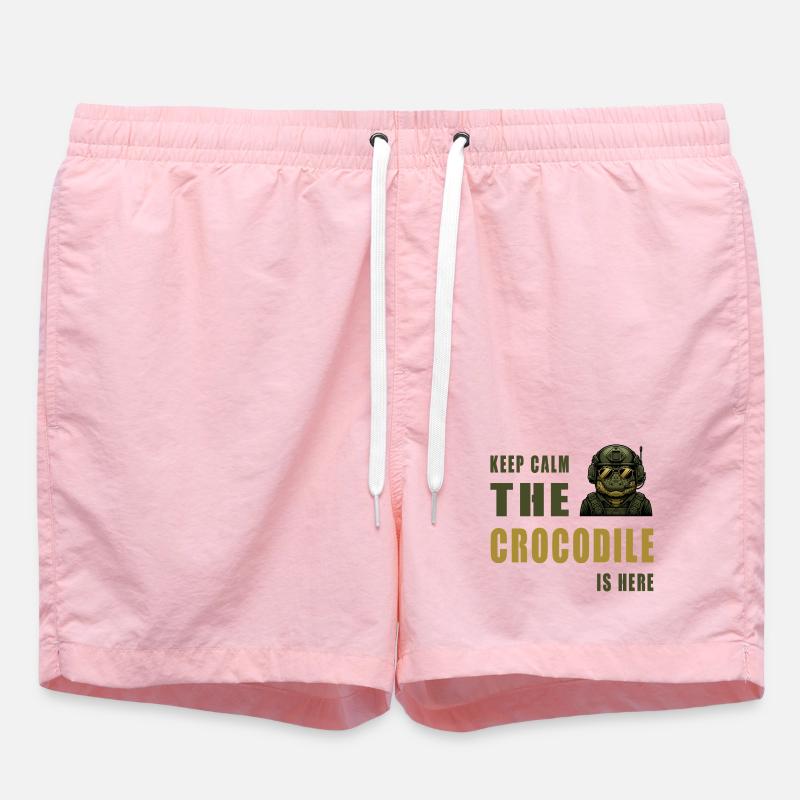 Krokodil im Einsatz – Keep Calm - Badeshorts - Pink
