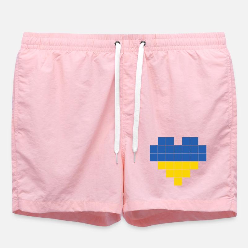 Pixel Heart Drapeau de l’Ukraine - Short de bain - rose