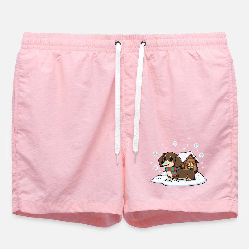 Teckel dans la neige - Short de bain - rose
