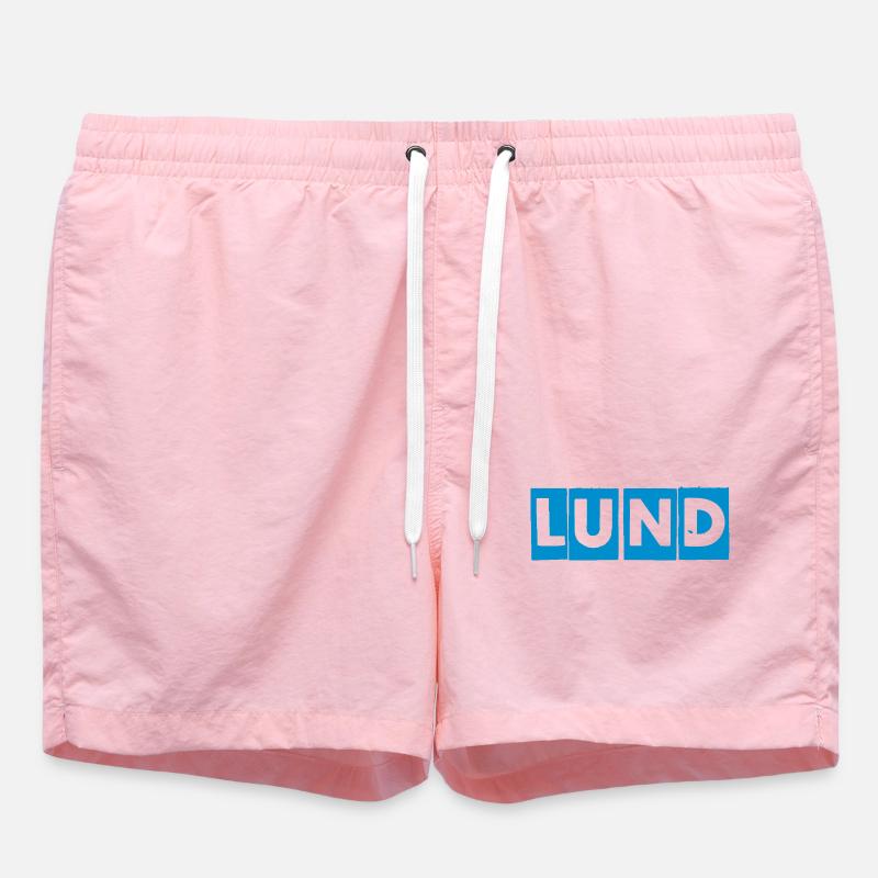Lund – Conception de texte bleu - Short de bain - rose