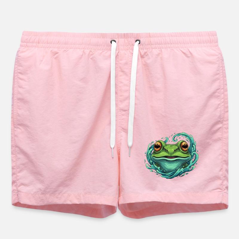 Wave Frog Pop Art Illustration - Short de bain - rose