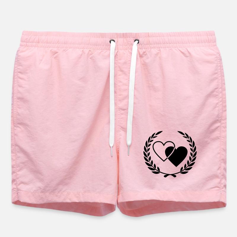 Deux cœurs avec couronne - Short de bain - rose