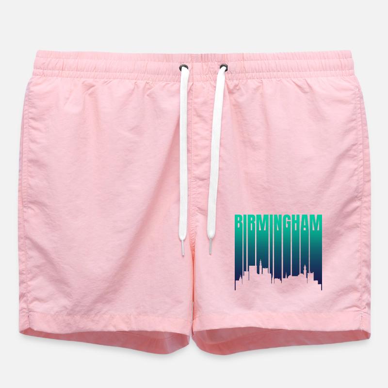 Birmingham Skyline Gradient - Swim Trunks - pink