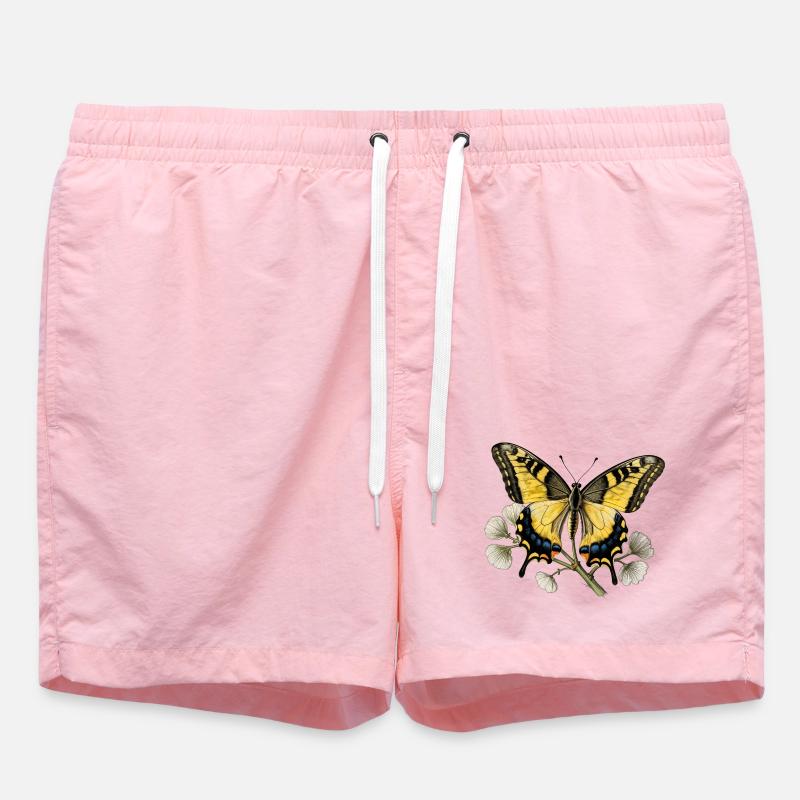 Papillon Machaon - gravure dessin - Short de bain - rose