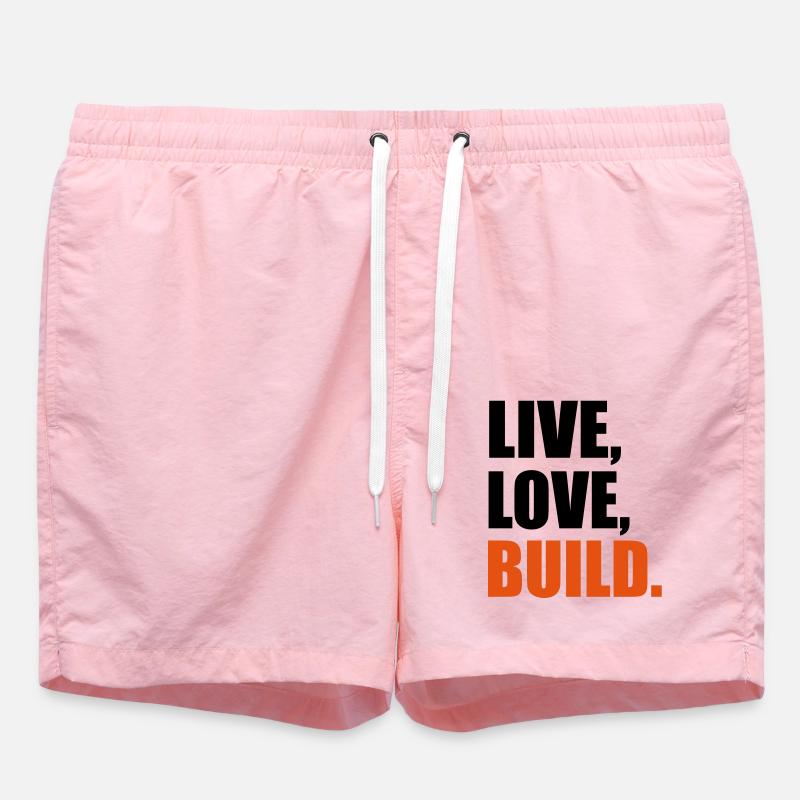 Construction - Swim Trunks - pink