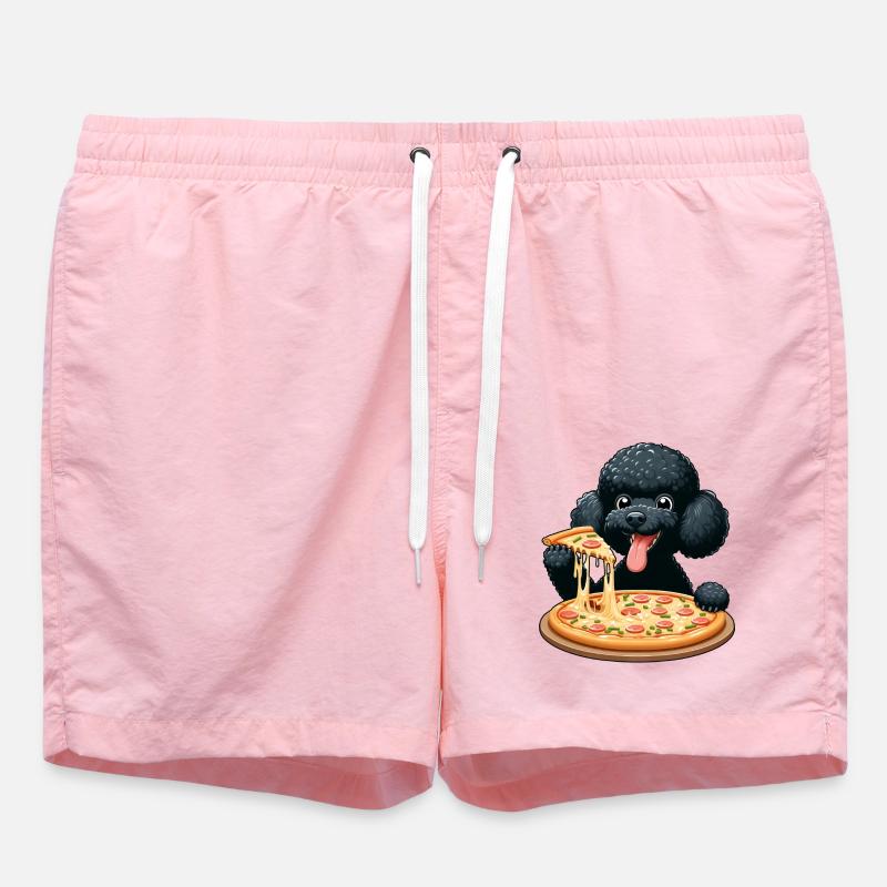 Comic Pudel mit Pizza - Badeshorts - Pink