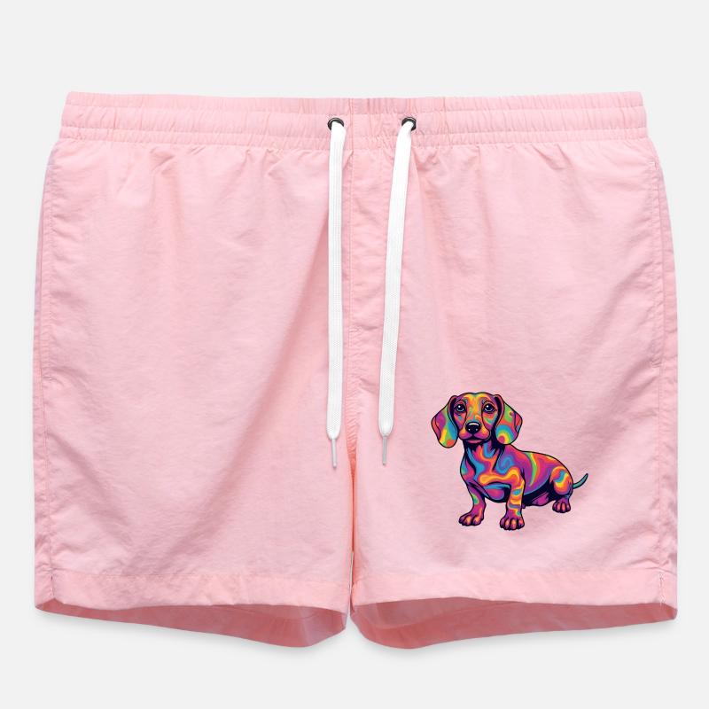 Psychedelischer Dackel Farbexplosion Pop Art  - Badeshorts - Pink