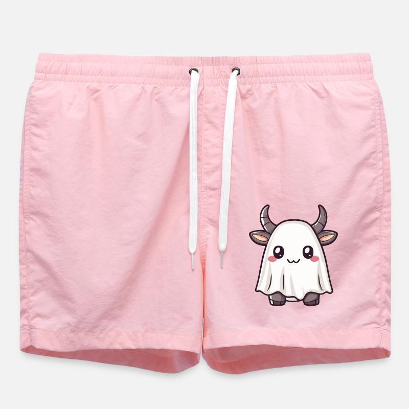 Bull Halloween Comic Ghost - Swim Trunks - pink