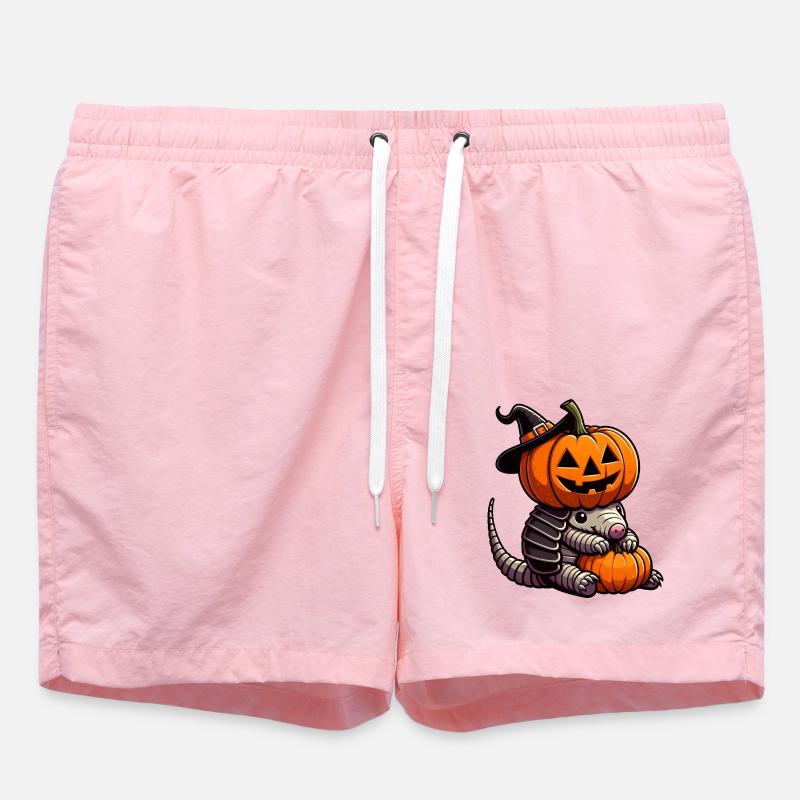 Cute Halloween Armadillo Witch Pumpkin - Swim Trunks - pink