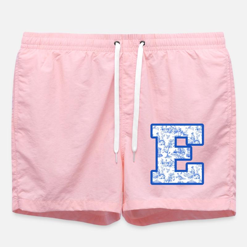 Letter e blue chinoiserie - Swim Trunks - pink