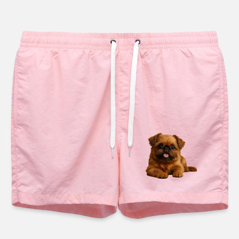 Belgian Dwarf Griffon Brussels Griffon - Swim Trunks - pink