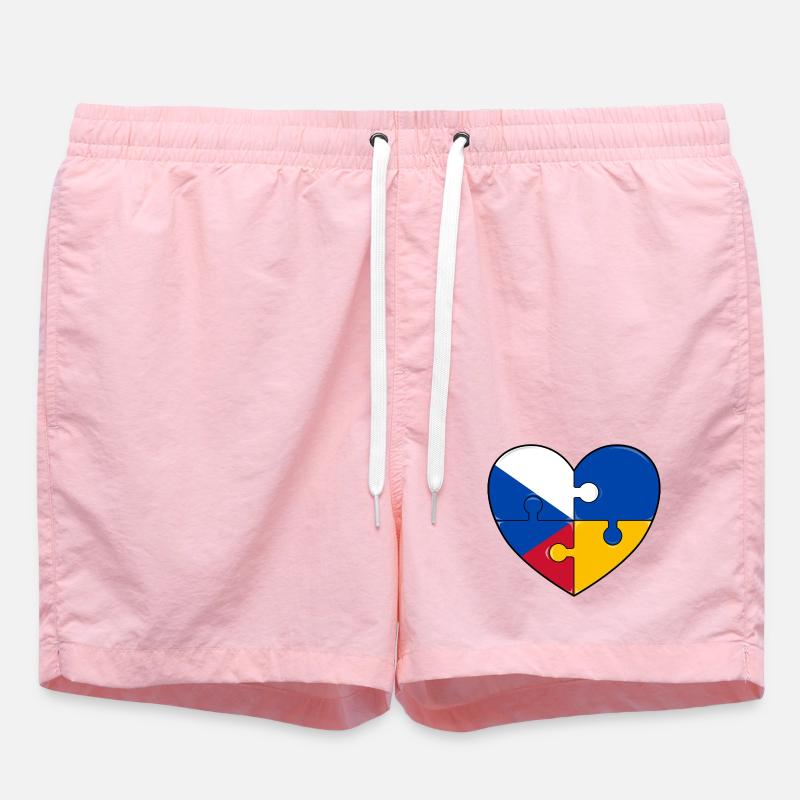 République tchèque Ukraine drapeau puzzle coeur - Short de bain - rose