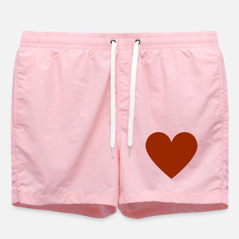 Rust-colored heart - minimalist look - Swim Trunks - pink