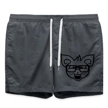 Nerd chat lunettes à monture de corne geek tête de chaton intelligent - Short de bain -  - Devant