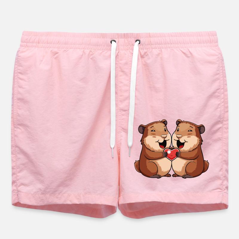 Couple de castors Saint-Valentin - Short de bain - rose