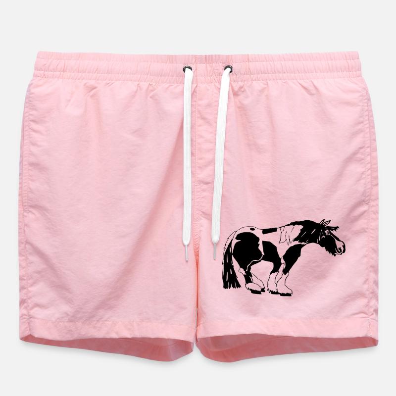 witziger Tinker , Tinker Schecke, Tinker reiten - Badeshorts - Pink